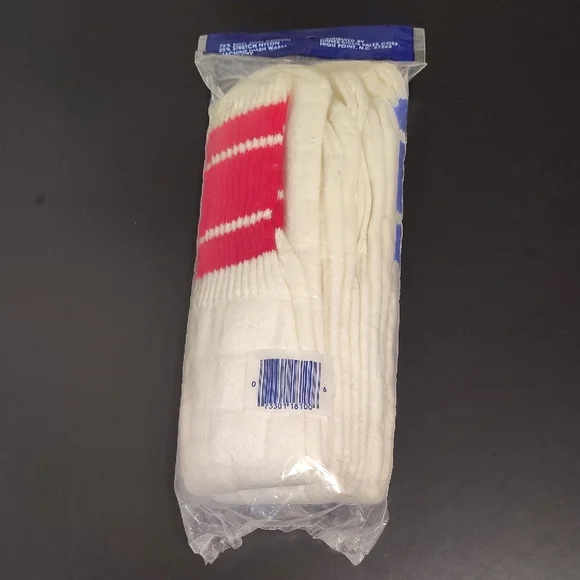 Men's Vintage Hanes Red Label Over the Calf Tube Socks 9-15 Striped 80's 3-pack - Picture 2 of 5